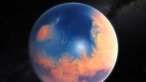 Artist’s impression of Mars when it had surface water.